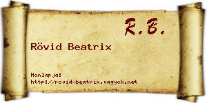 Rövid Beatrix névjegykártya